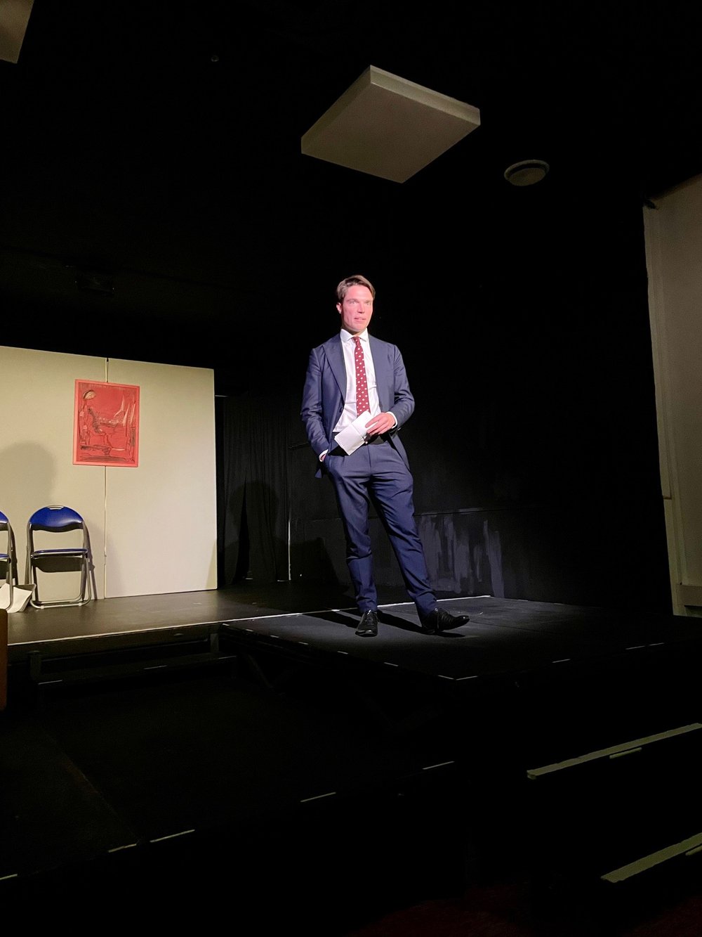 Photo of acting Consul General Jacques speaking at the Festival of Irish Theatre