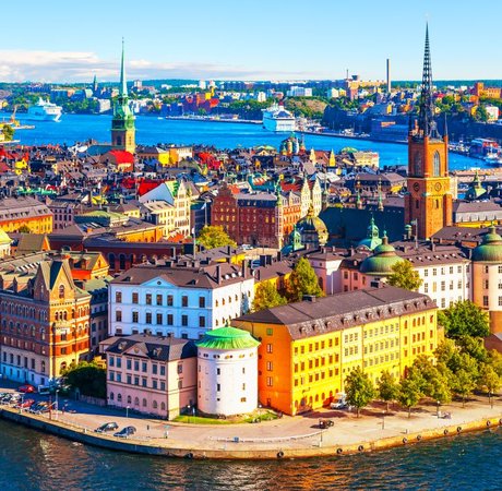 Skyline of Stockholm on a bright, sunny day