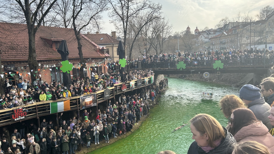 Green river for Saint Patrick’s Day in Lithuania 2024