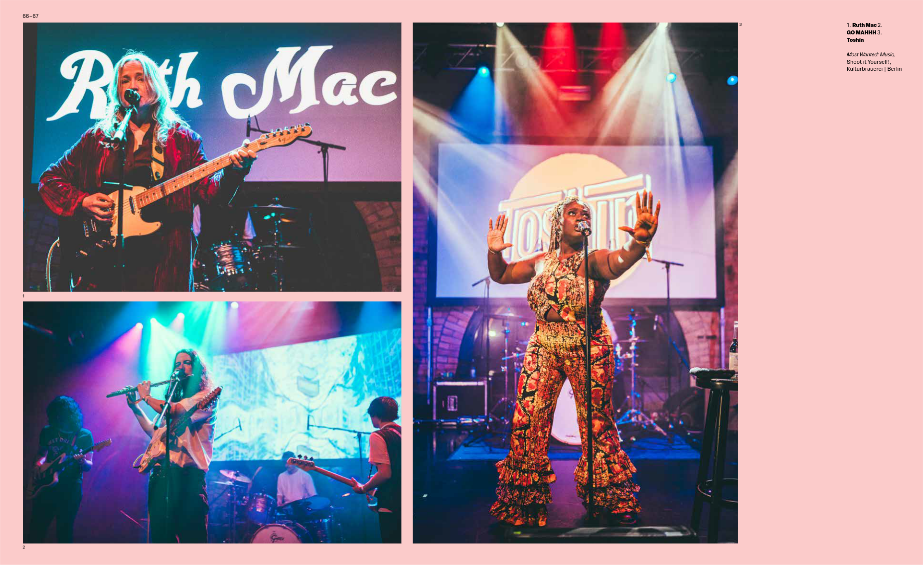 Irish artists performing on stage - Toshín, Ruth Mac and Go Mahhh