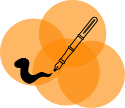 An icon of a fountain pen on an orange background