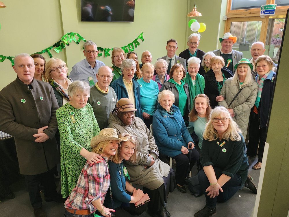 Mixed group of people at a St Patrick's Day event