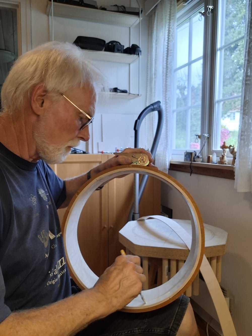 Bjarne Stensrud making a bodhrán