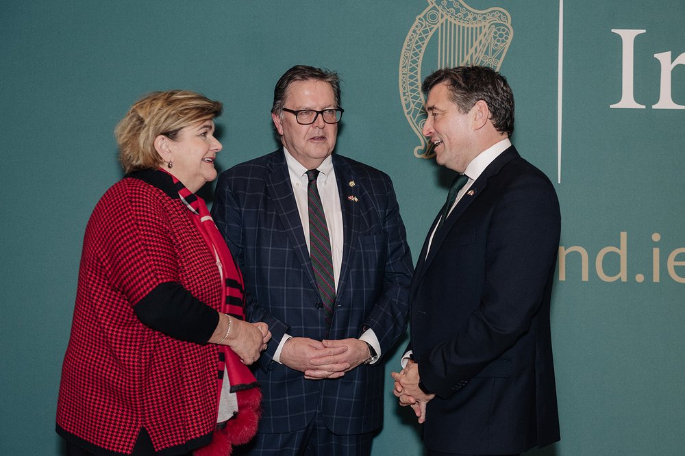 from left: the Honourable Gudie Hutchings, MP James Maloney, Irish Ambassador John Concannon