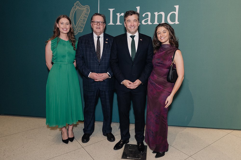 from left: Second Secretary Elisabeth O'Higgins, MP James Maloney, Irish Ambassador John Concannon, Clíodhna Ní Chorráin