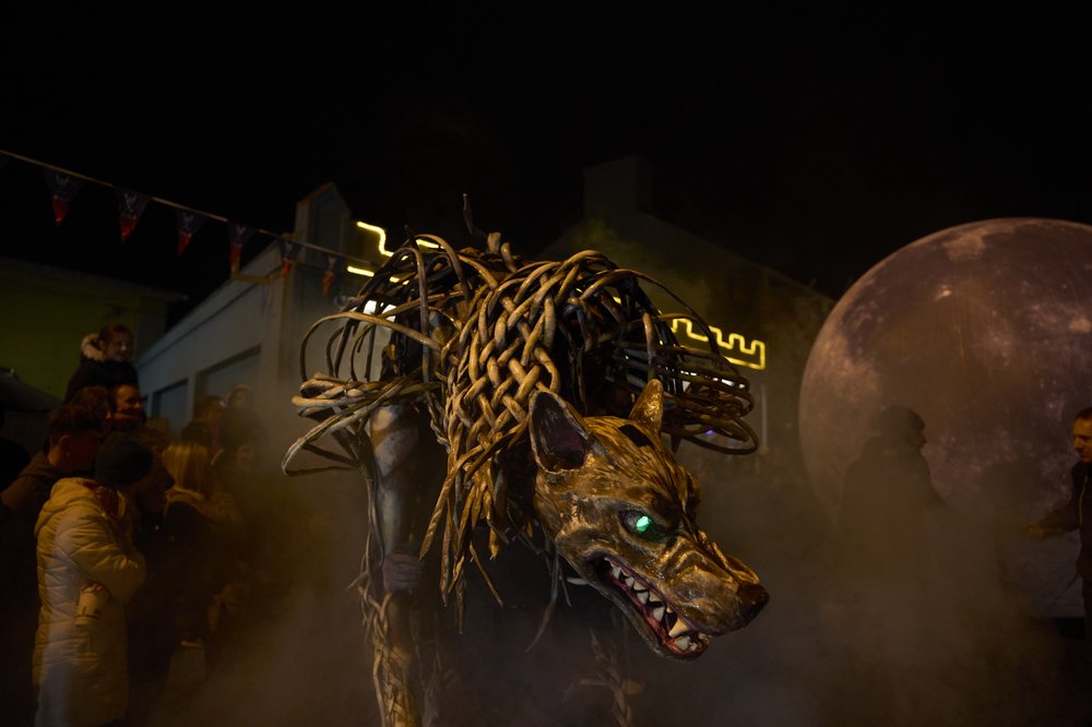 Wolf mask in Halloween festival parade