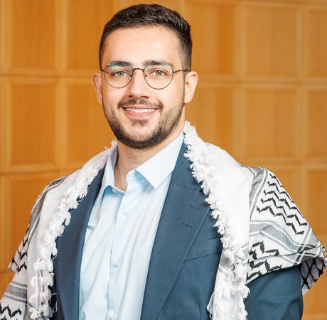 Man wearing traditional palestinian attire