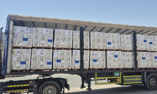 Ebola relief packages arriving by truck in the Democratic Republic of Congo.