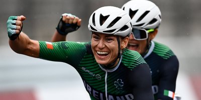 Paralympian cyclists celebrating