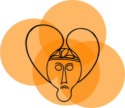 An icon of a mask on an orange background