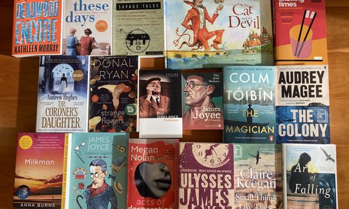 A selection of Irish books including works by classic and contemporary authors.