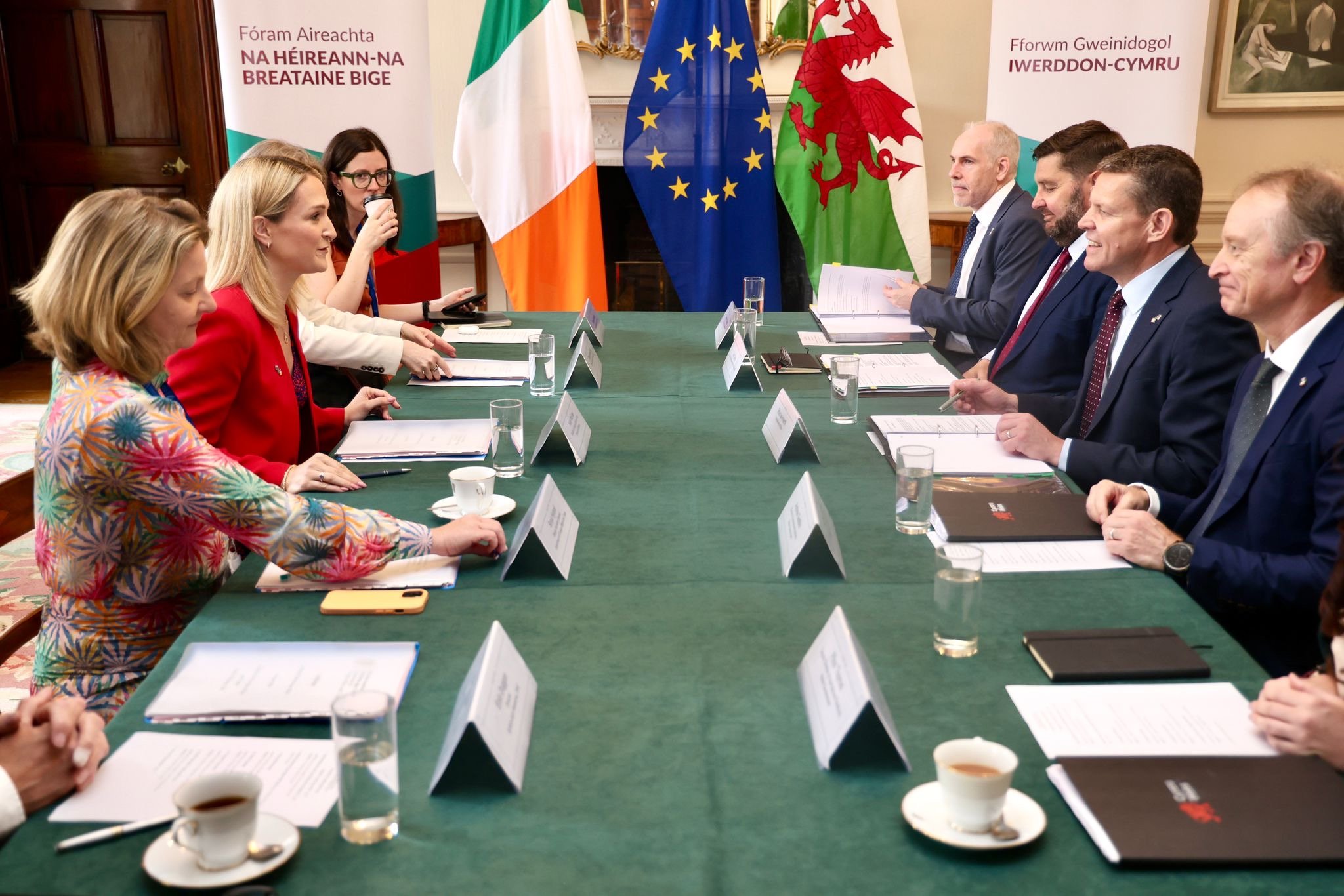 Ministers for Ireland and Wales meeting at a table for the Ireland Wales Summit 2026