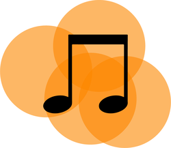 An icon of a music note on an orange background