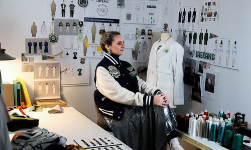 Laura Weber in her fashion studio