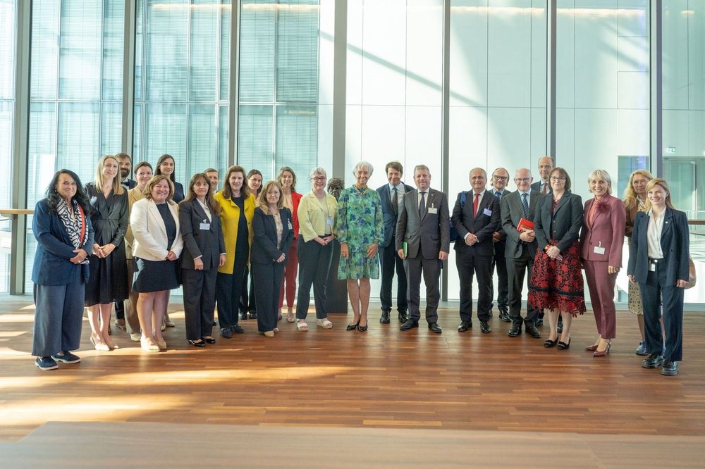 Group photo of Ambassadors at the European Central Bank with President Christine Lagarde