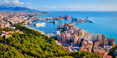 Aerial view of Málaga bay
