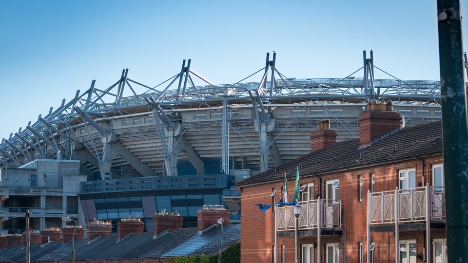 Croke Park viewed from outside local houses