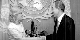 Ambassador Anne Anderson with UN Secretary-General Ban ki-Moon