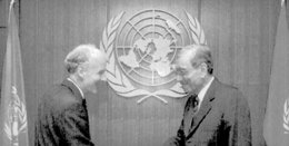 Ambassador John H.F. Campbell with UN Secretary-General Boutros Boutros-Ghali