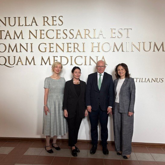 Ambassador Haughey with the Professors overseeing the English language programme at the Pomeranian Medical University in Szczecin