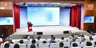 Ambassador addressing the Sino-Irish Conference