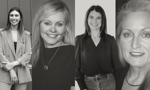A photo collage of four women
