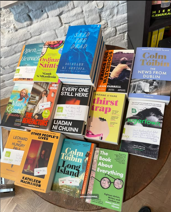 Display table showing Irish books involved in the Bloomsday and Beyond campaign.