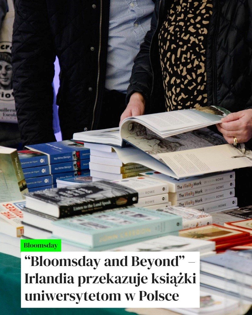 Graphic which shows piles of books and a person looking at them