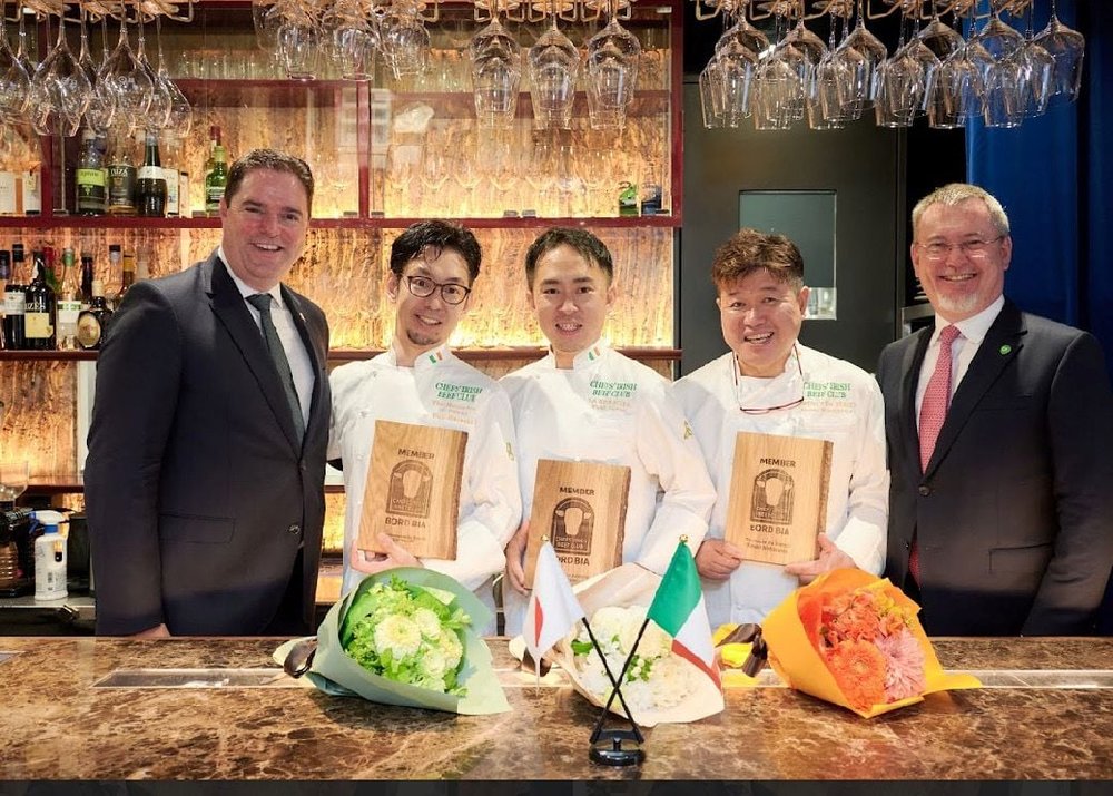 The three Japanese chefs who have been inducted into the Chefs Irish Beef Club