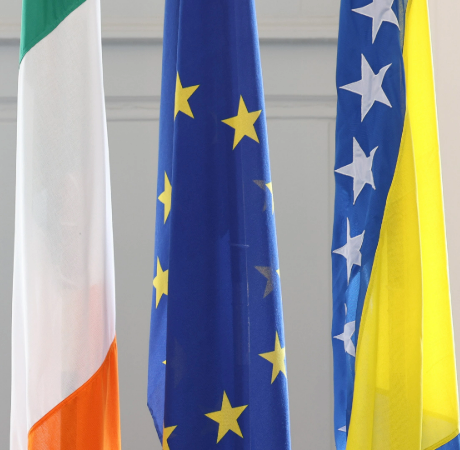 Irish, EU and Bosnian flags