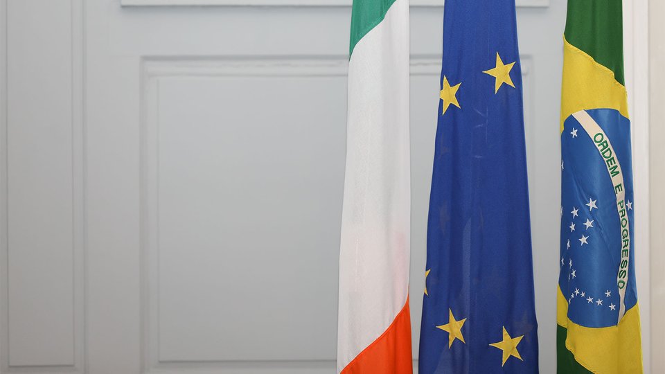 Irish, EU and Brazilian flags