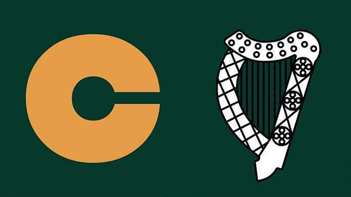 The letter C with a graphic of a Harp