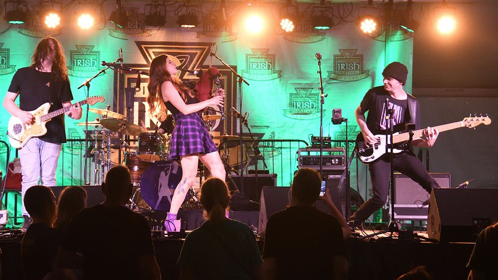 rock band on stage at Irish festival