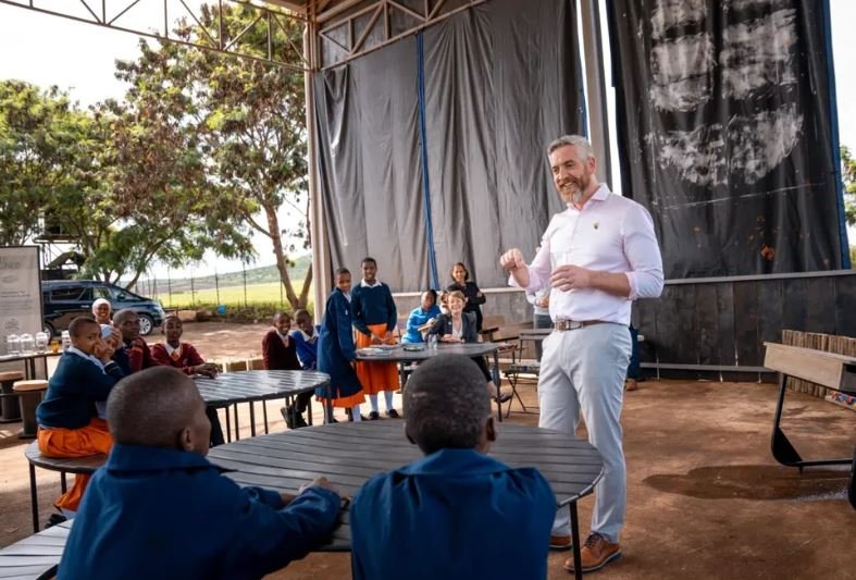 Minister Christopher O'Sullivan in Tanzania.