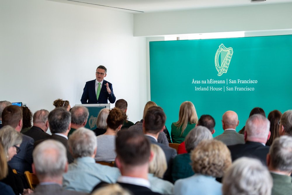 Minister for Culture Patrick O'Donovan presenting at the first citizenship ceremony
