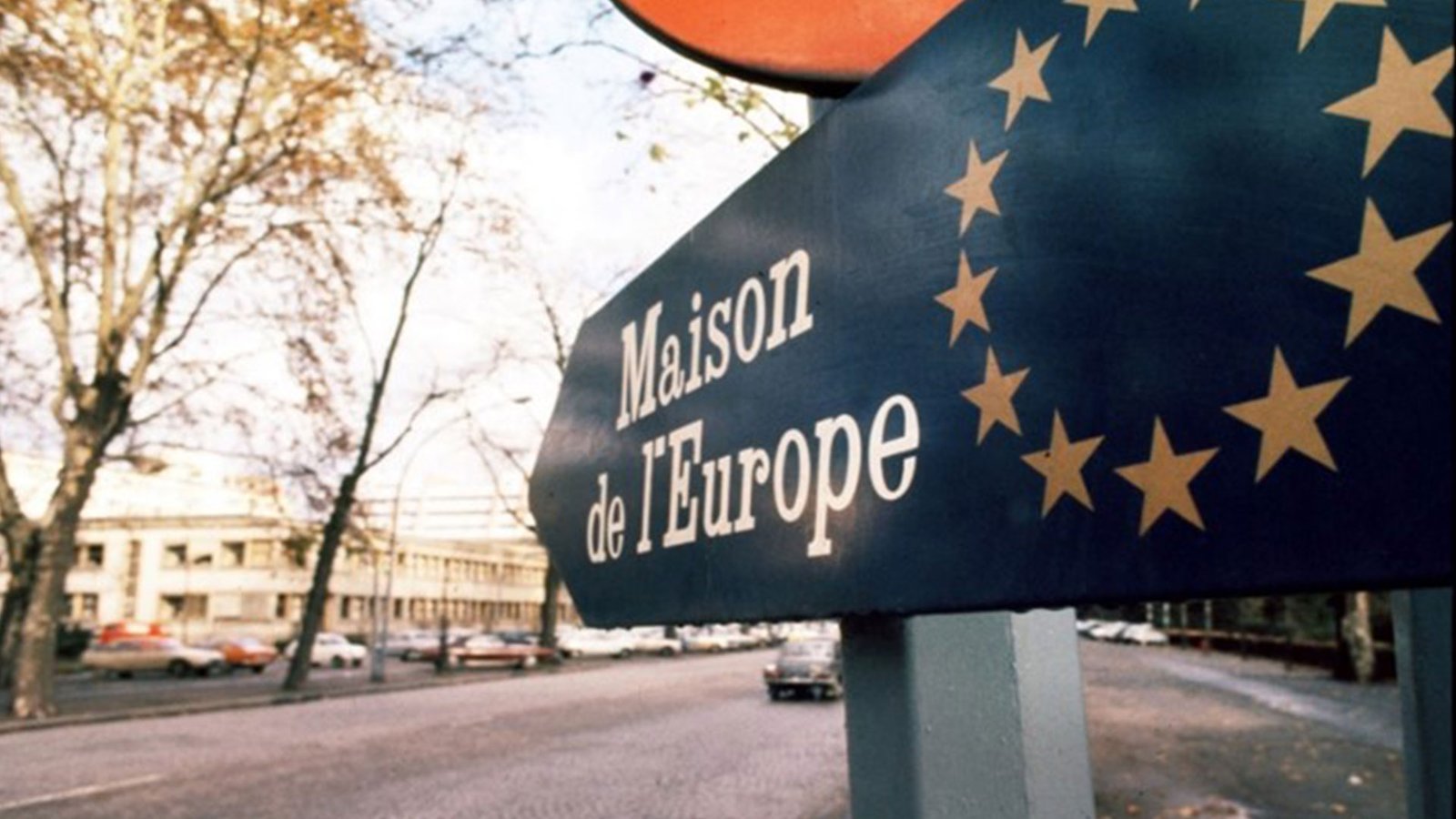Europe House sign with EU stars
