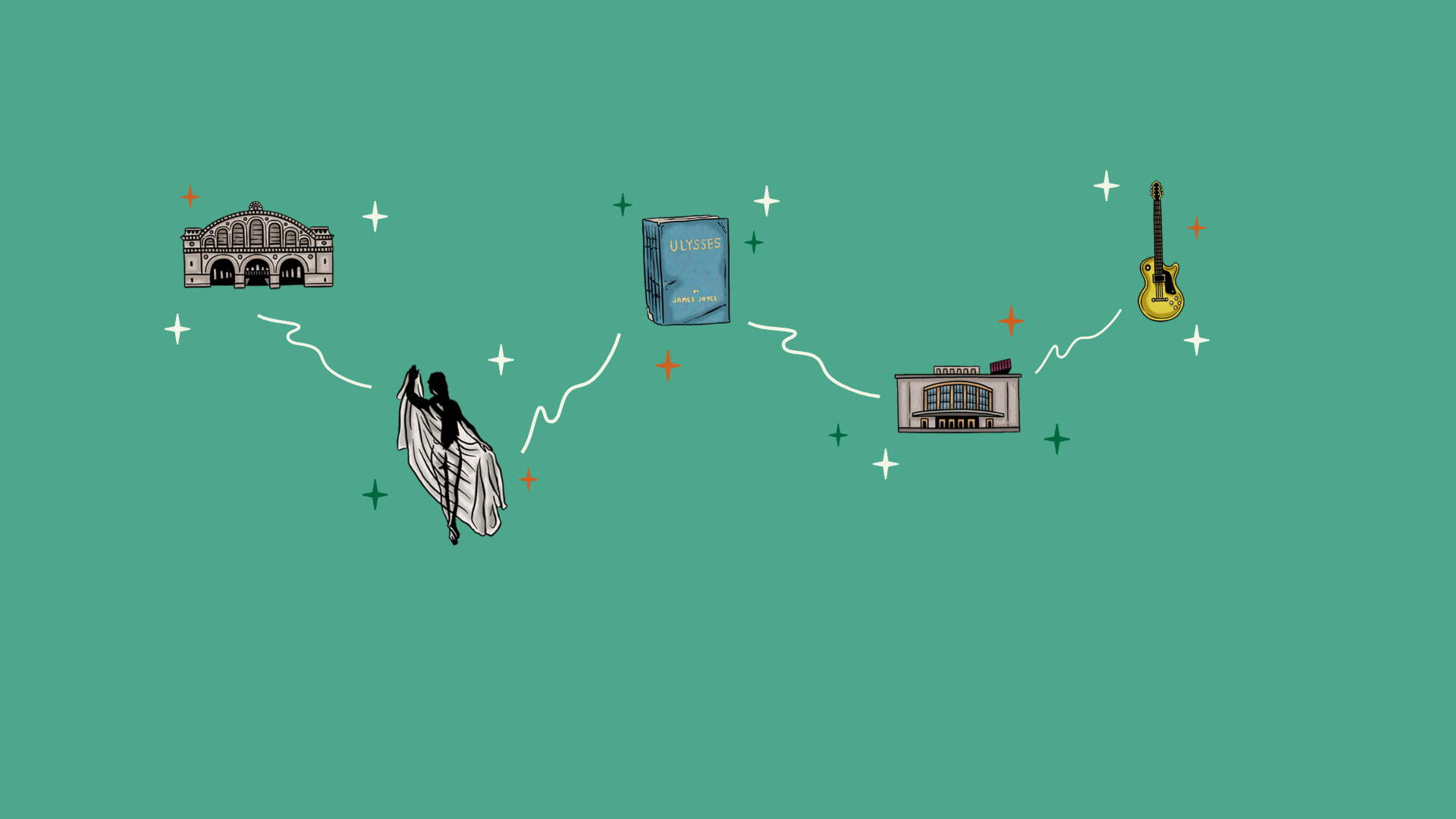 A collection of illustrations of Irish icons in Berlin