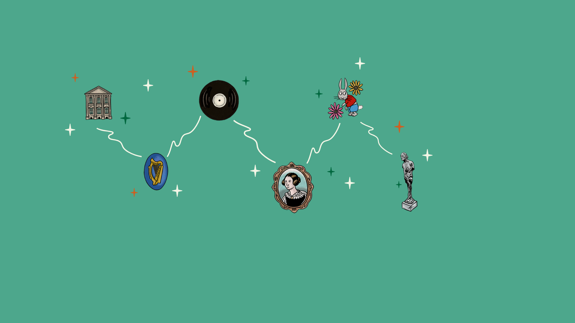 A collection of illustrations of Irish icons in Berlin