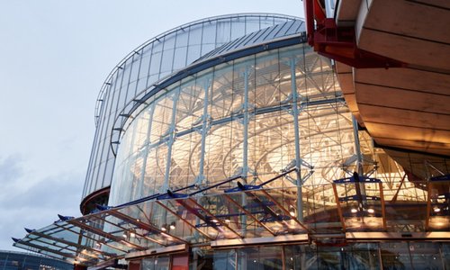 Europe House sign with EU stars