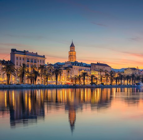 View of skyline of Zagreb from the water.