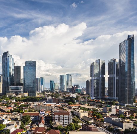 Jakarta's skyline in the daytime.