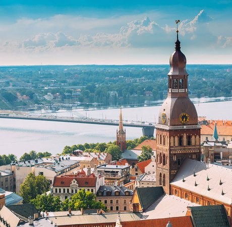 View of Riga's skyline across the river.