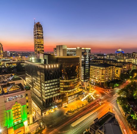 Pretoria skyline lit up at night