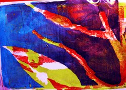 Red, blue and yellow abstract artwork