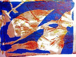 Orange and blue abstract artwork