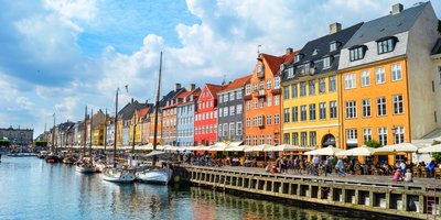 Colourful houses on the canal in Copenhagan