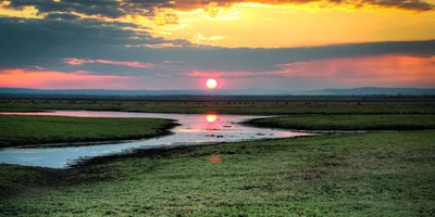 View of a sunset over plains.