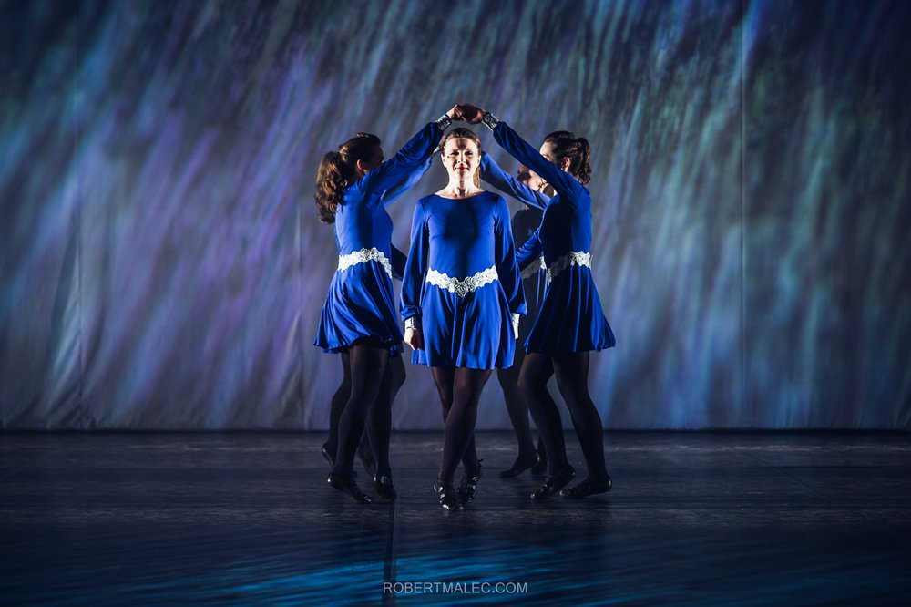 Irish dancers perform on stage