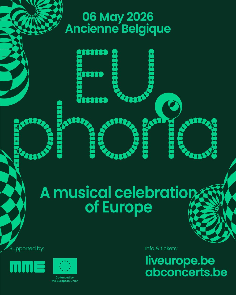 Poster for EUphoria concert at Ancienne Belgique in Brussels on 6 May