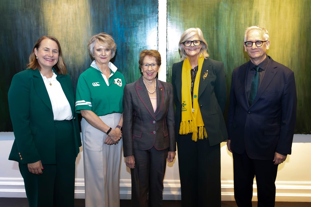 Officials at an Embassy of Ireland reception in Sydney before the Ireland v Australia match.